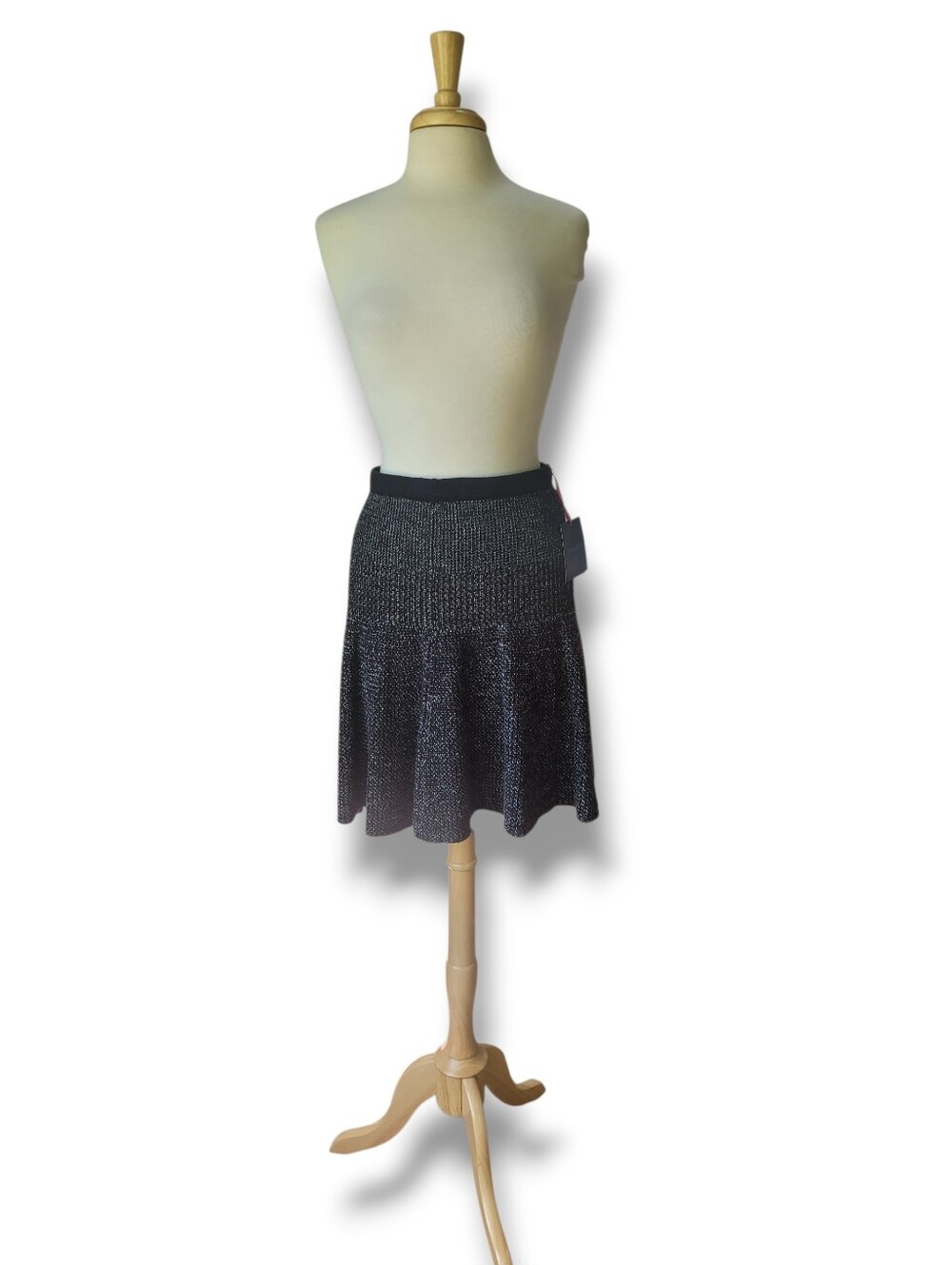 Cynthia Rowley Grey/Black Wool Blend Swing Mini Skirt. Size M - Picture 2 of 12
